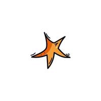 garabatear estrella icono vector en dibujos animados estilo. mano dibujado naranja estrella. de moda plano favorito diseño. estrella web sitio pictograma, móvil aplicación logo