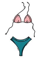 Swimsuit bikini doodle hand drawn outline icon. Female swim suit vector sketch illustration for design, print, web, infographics isolated on white background
