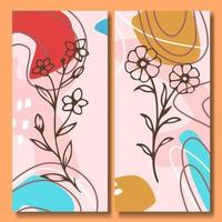 Hand drawn flower abstract background collection vector