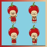 Vegetable mascot vector design set