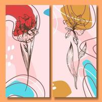 Hand drawn flower abstract background collection vector