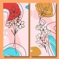 Hand drawn flower abstract background collection vector