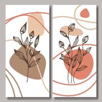 Hand drawn flower abstract background collection vector