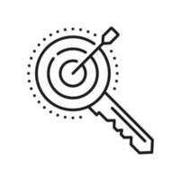 Key with target goal, keyword ranking icon vector