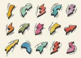 Lightning and thunder bolt flash, comics arrow vector