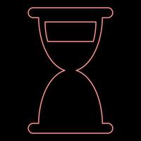 Neon hourglass sand clock antique red color vector illustration image flat style