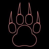 Neon print animal paw with claws Foot red color vector illustration image flat style