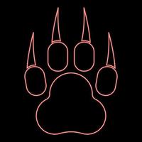 Neon print animal paw with claws Foot red color vector illustration image flat style