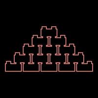 Neon pyramid of bricks red color vector illustration image flat style