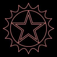 Neon star in circle with sharp edges red color vector illustration image flat style