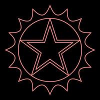 Neon star in circle with sharp edges red color vector illustration image flat style