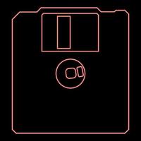 Neon diskette floppy disk storage concept red color vector illustration image flat style