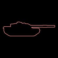 Neon tank Artillery Army machine Military silhouette World war red color vector illustration image flat style