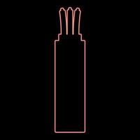 Neon wire Cord electrical cable curved power optical fibre red color vector illustration image flat style