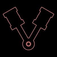 Neon pistons of engine two items with rods aligned for car crankshaft cylinder camshaft red color vector illustration image flat style