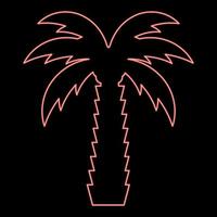 Neon palm tree tropical coconut red color vector illustration image flat style