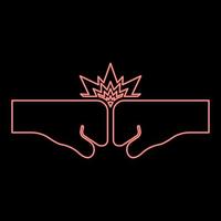 Neon collision of two fist red color vector illustration image flat style