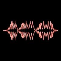 Neon radio wave wireless Pulse audio music red color vector illustration image flat style