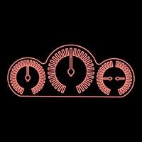 Neon dashboard car panel speed display with gauge red color vector illustration image flat style