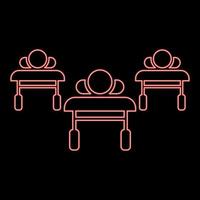 Neon patients on couches is lying hospital pandemic concept clinic epidemic red color vector illustration image flat style