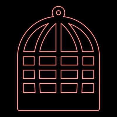 Neon cage for bird silhouette vintage captivity concept red color vector illustration image flat style