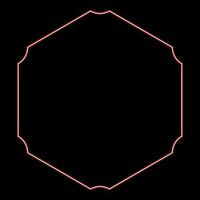 Neon hexagon with rounded corners red color vector illustration image flat style