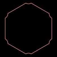 Neon hexagon with rounded corners red color vector illustration image flat style