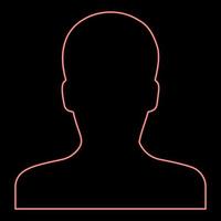 Neon avatar man face silhouette User sign Person profile picture male red color vector illustration image flat style