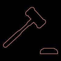 Neon gavel Hammer judge and anvil auctioneer concept red color vector illustration image flat style