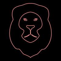 Neon lion Animal Wild cat head red color vector illustration image flat style