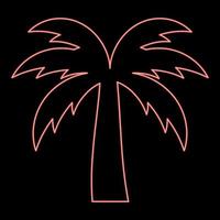 Neon palm tree silhouette Island concept red color vector illustration image flat style