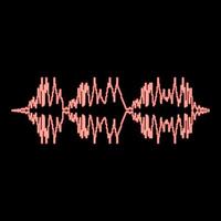 Neon sound wave audio digital equalizer technology oscillating music red color vector illustration image flat style