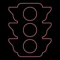 Neon traffic lights Light signal stoplight regulation transport and pedestrian red color vector illustration image flat style