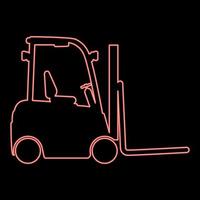 Neon forklift Loader Fork lift warehouse truck silhouette red color vector illustration image flat style