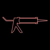 Neon silicone gun Caulking glue seal red color vector illustration image flat style