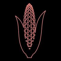 Neon corn ear red color vector illustration image flat style