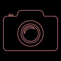 Neon camera photo red color vector illustration image flat style