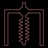 Neon installation for drilling rig symbol mining bore hole digger earth auger geodetic work red color vector illustration image flat style