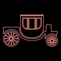 Neon carriage brougham cart elegance transportation vintage style red color vector illustration image flat style