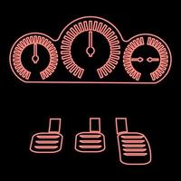 Neon dashboard pedals red color vector illustration image flat style