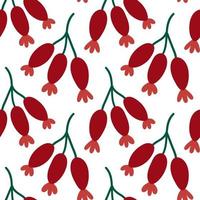 Bright sweet rose hip berries. Winter simple seamless pattern. vector