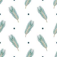 Branch of fir-tree. Doodle coniferous tree. Winter festival seamless pattern. vector