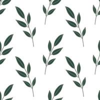 Fancy branches with green leaves. Floral seamless pattern. vector