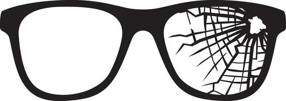 Broken Glasses Black White Vector Illustration