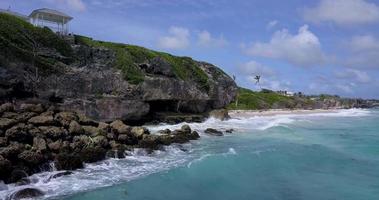 Colorful landscapes of Crane Beach, Barbados Aerial video