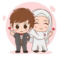 Vector muslim wedding couple illustration vector flat concept