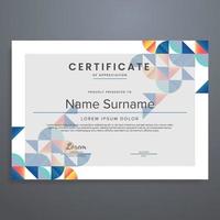 certificado modelo con moderno geométrico resumen borde, lata ser usado para apreciación, diploma, otorgar, asistencia, etc. vector