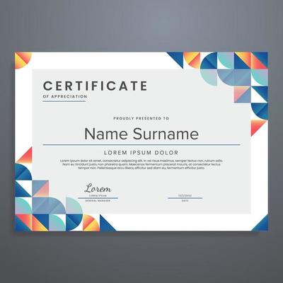Modern geometric abstract design certificate template, can be used for appreciation, diploma, award, attendance, etc.