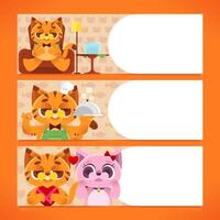 Cute Orange Cat With Various Pose Banner Template vector