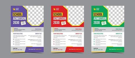 Admission flyer template design for online school kid's education vector